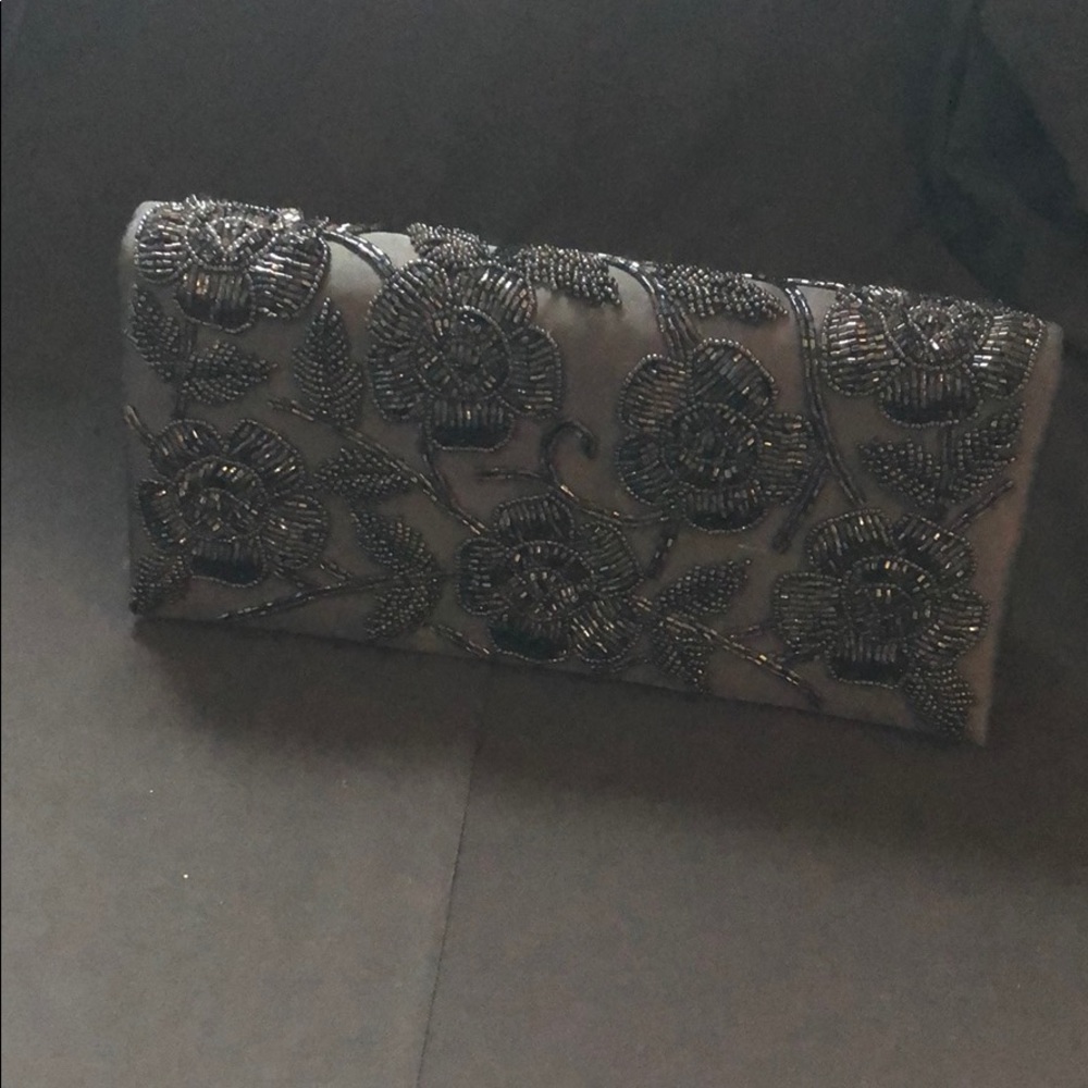 Black beaded clutch